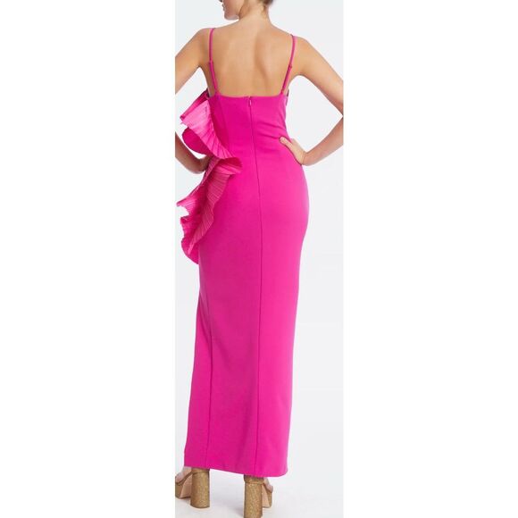ONE33 SOCIAL Mercer Spaghetti Strap Ruffled Stretch Crepe Maxi Dress size 0 NWT - Picture 2 of 14